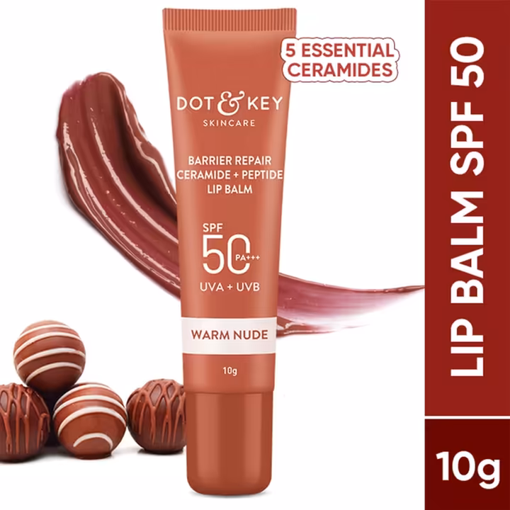 Dot & Key Ceramide & Peptide Barrier Repair Lip Balm SPF 50 PA+++|Warm Nude