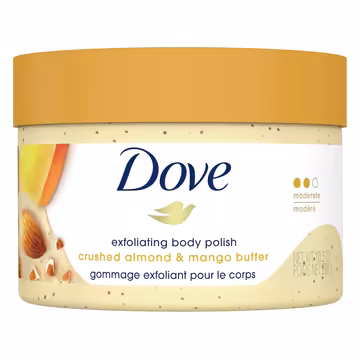 Dove Exfoliating Body Polish Scrub for Dry Skin with Crushed Almond and Mango Butter