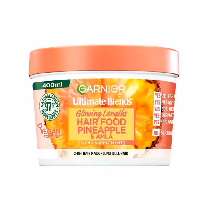 Garnier Ultimate Blends Glowing Lengths Pineapple & Amla Hair Food 3-in-1 Hair Mask Treatment 400ml