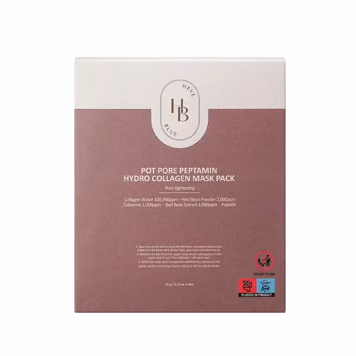 HEVEBLUE Pot Pore Peptamin Hydro Collagen Mask Pack 4ea – Pore Tightening Mask
