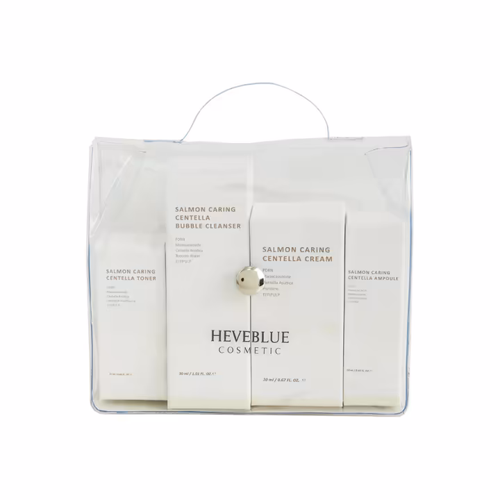 HEVEBLUE Salmon Caring Centella Travel Kit 4 PCS – Repair & Soothing Set