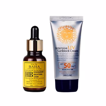 Hydroquinone Serum + Intensive UV Sunblock combo