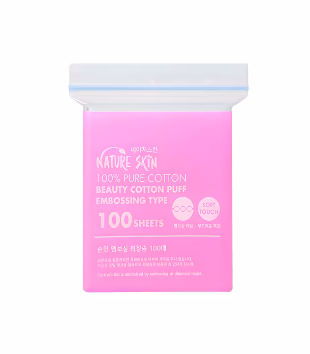 Nature Skin Embossing Cotton Puff 100 Sheets | Soft Korean Cotton Pads