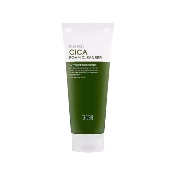 Tenzero Blemish Cica Foam Cleanser 180g — Gentle Acne & Irritation‑Soothing Face Wash